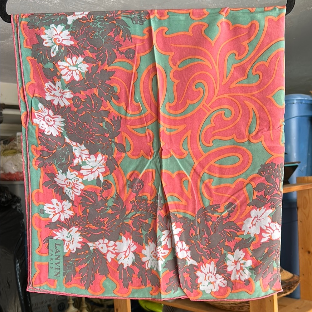 Lanvin Paris Scarf in Coral and Teal